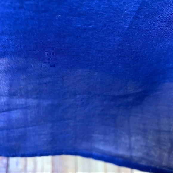 Lands End Blue Floral Embroidered Short Sleeve Top - Picture 9 of 12